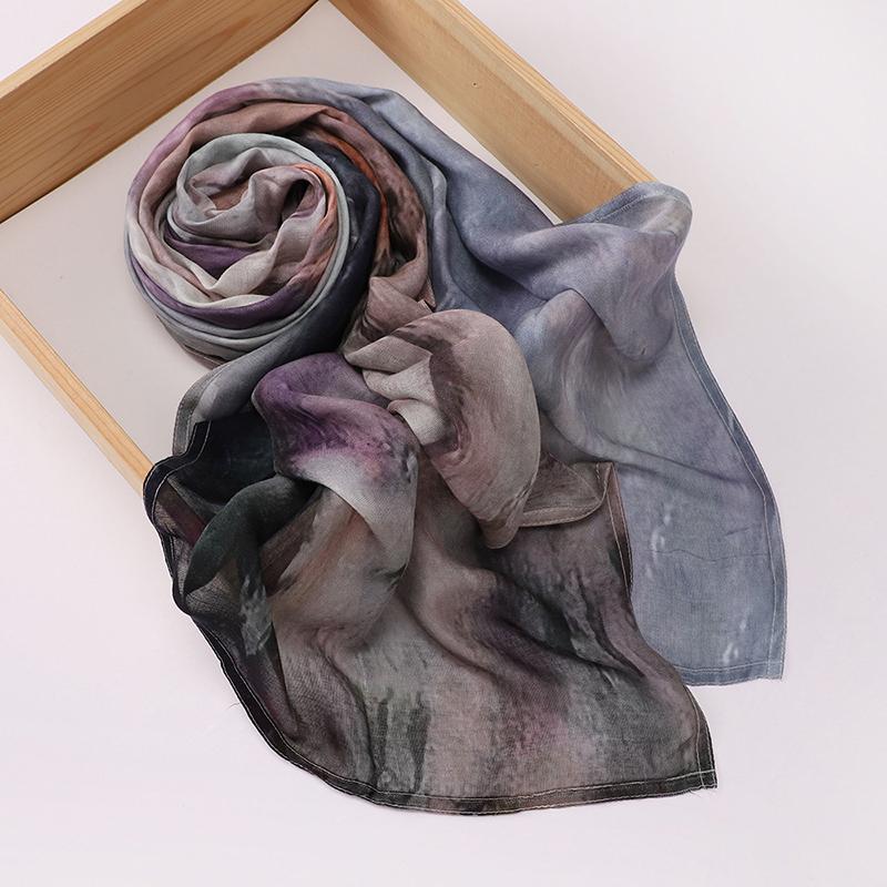 Boho Watercolor Soft Muslim Hijabs Women Floral Breathable Shawl Wrap Scarf Hijab Floral Print Ramadan Headscarf Islamic Turban