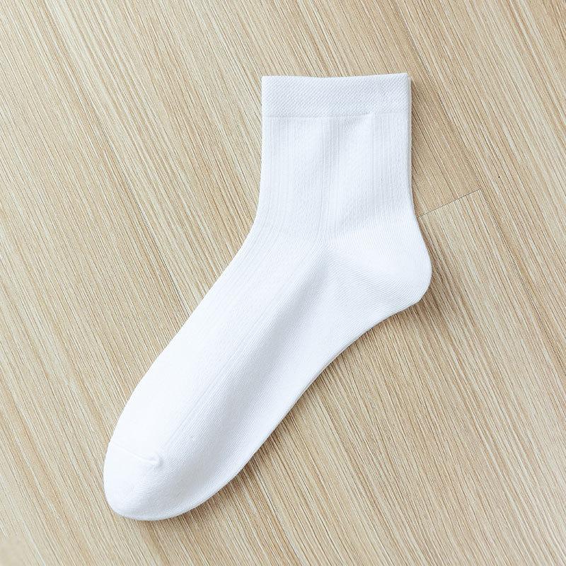 5 Pairs of Female Summer Thin Pure Cotton Anti Odor Antibacterial Breathable Solid Color Tube Socks
