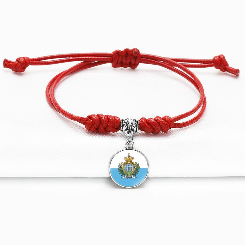 Red Bracelet Trendy With Timeless Gem European Country Flags Unisex Material Mixed