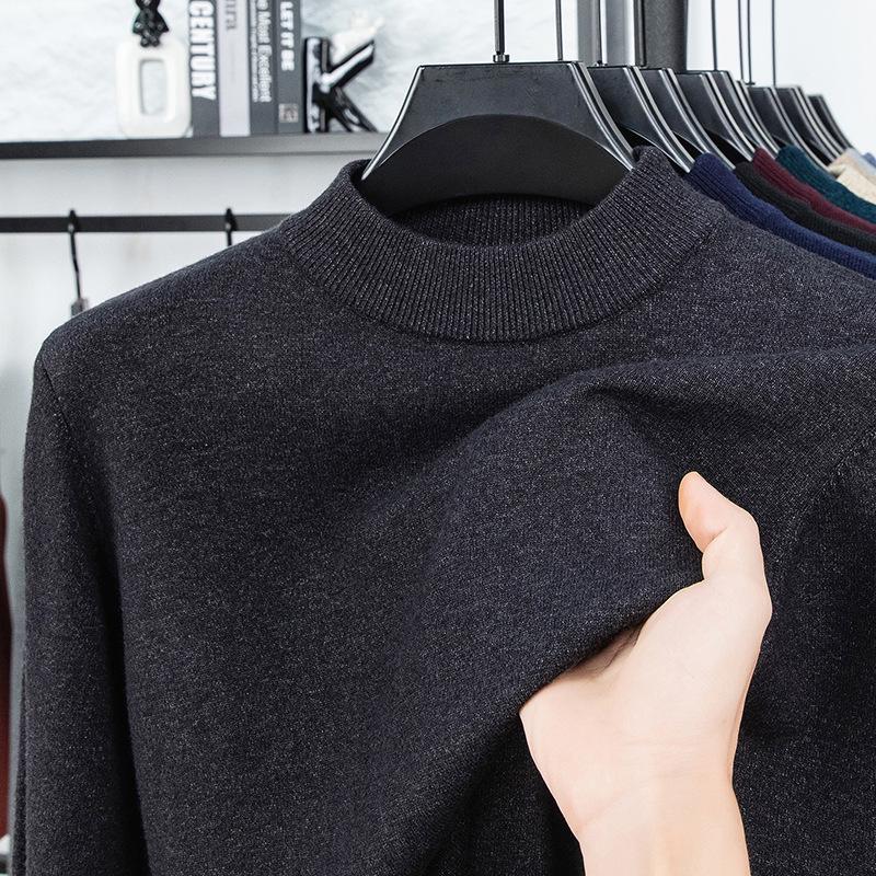 Men’s Autumn/Winter Half-High Collar Knitwear - Warm Inner Layer for Middle-Aged and Elderly