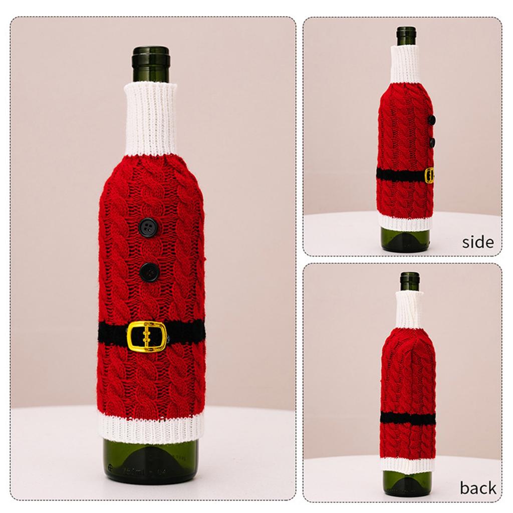 Balení 2 vánočních pruhovaných pletených obalů na láhve vína Svetr na láhve vína pro sváteční dekorace