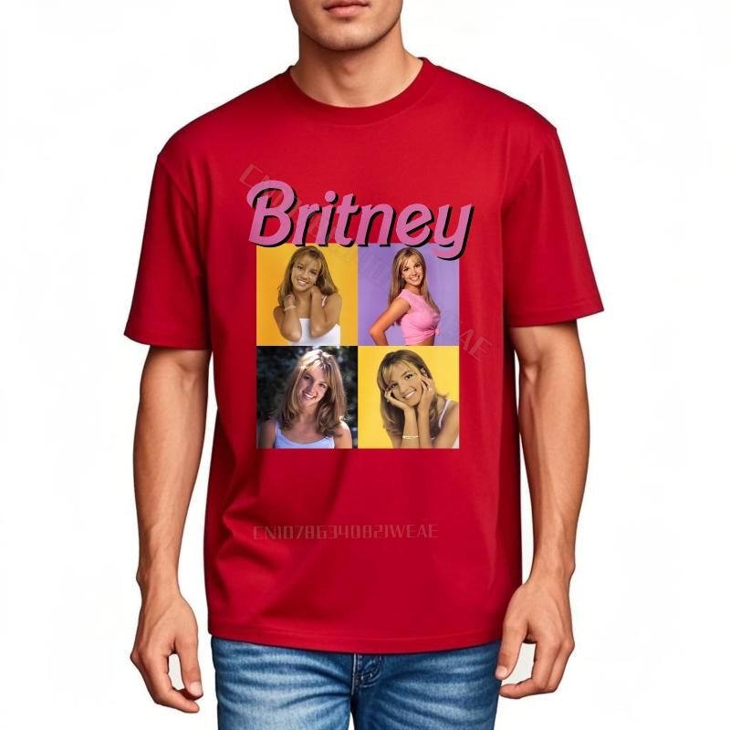 T Shirt Unisex Cotton Solid Color Tshirt Britney Spears Photo Collage Design Short sleeve Cotton Tshirt Classic Soft Cotton