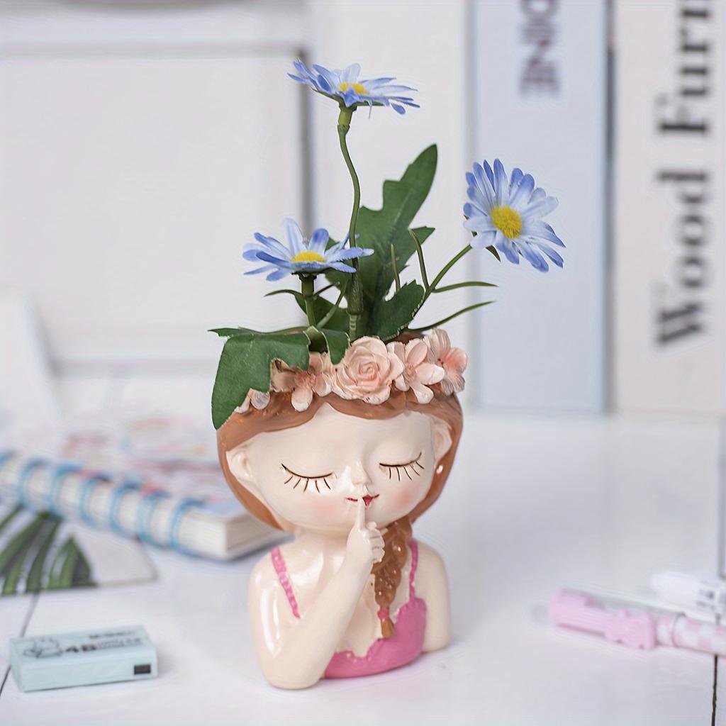 Modern Fairy Quiet Self-Watering Planter with Drainage - Succulent Friendly Resin Flower Pot for Living Room & Garden Decor