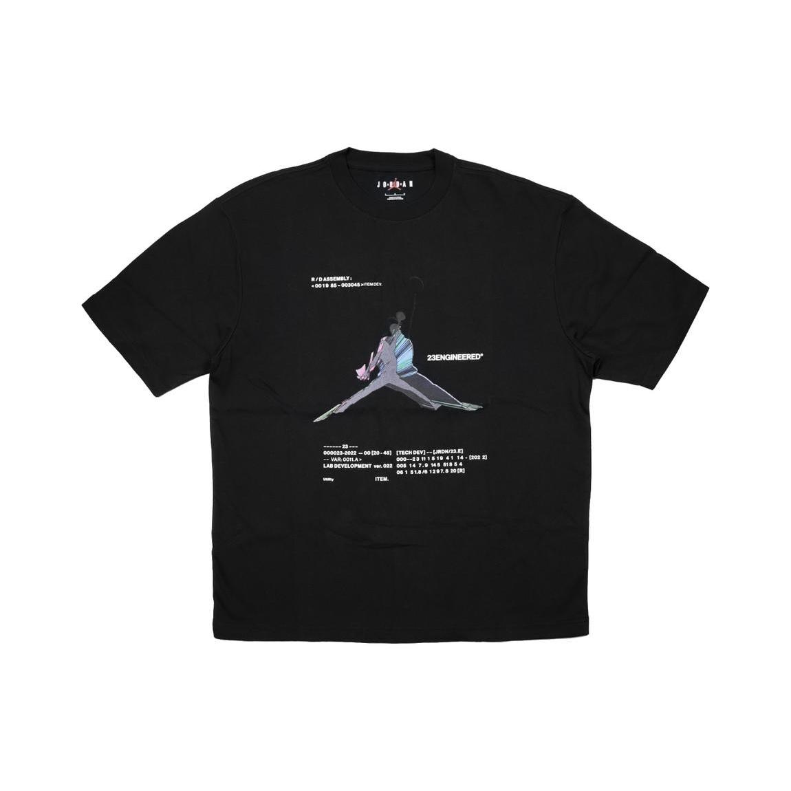 Air Jordan 23 Engineered Casual Breathable Large Logo Printing Round Neck Short Sleeve Black Men s DO8895-010 S