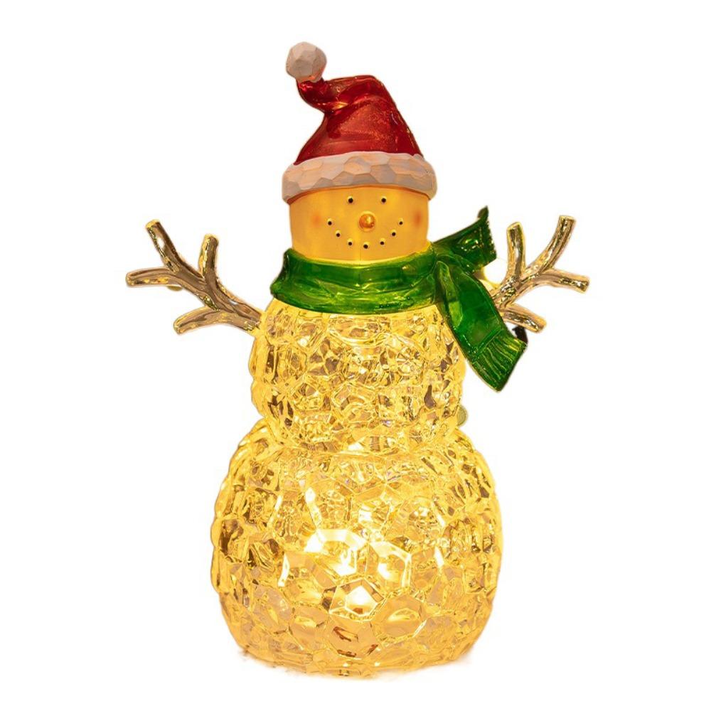 Handicraft Snowman Nightlight Cute Miniature Figurine Sculptures Glowing Snowman Statue  New Year