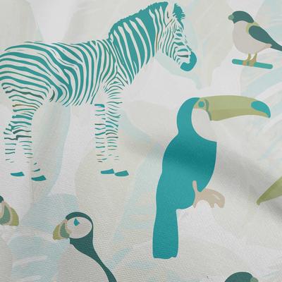 Cotton Flex Dusty Teal Green Fabric Tropical Aminal With Leaves Craft Projects Decor Fabric Printed By The Yard 40 Inch