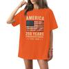 Women's Casual Fashion Round Neck Casual American Flag Print Short Sleeve T-Shirt Top