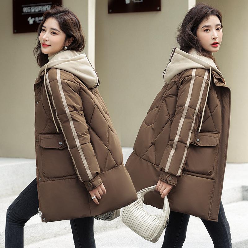 Korean version of casual thickened cotton jacket women's winter 2025 new hooded schoolgirl mid-length loose cotton jacket