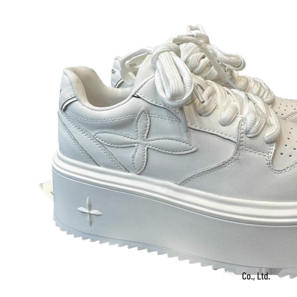 Versatile Lace-Up Platform Sneakers for Women - Height-Increasing, Trendy White Shoes for Spring & Autumn 2025