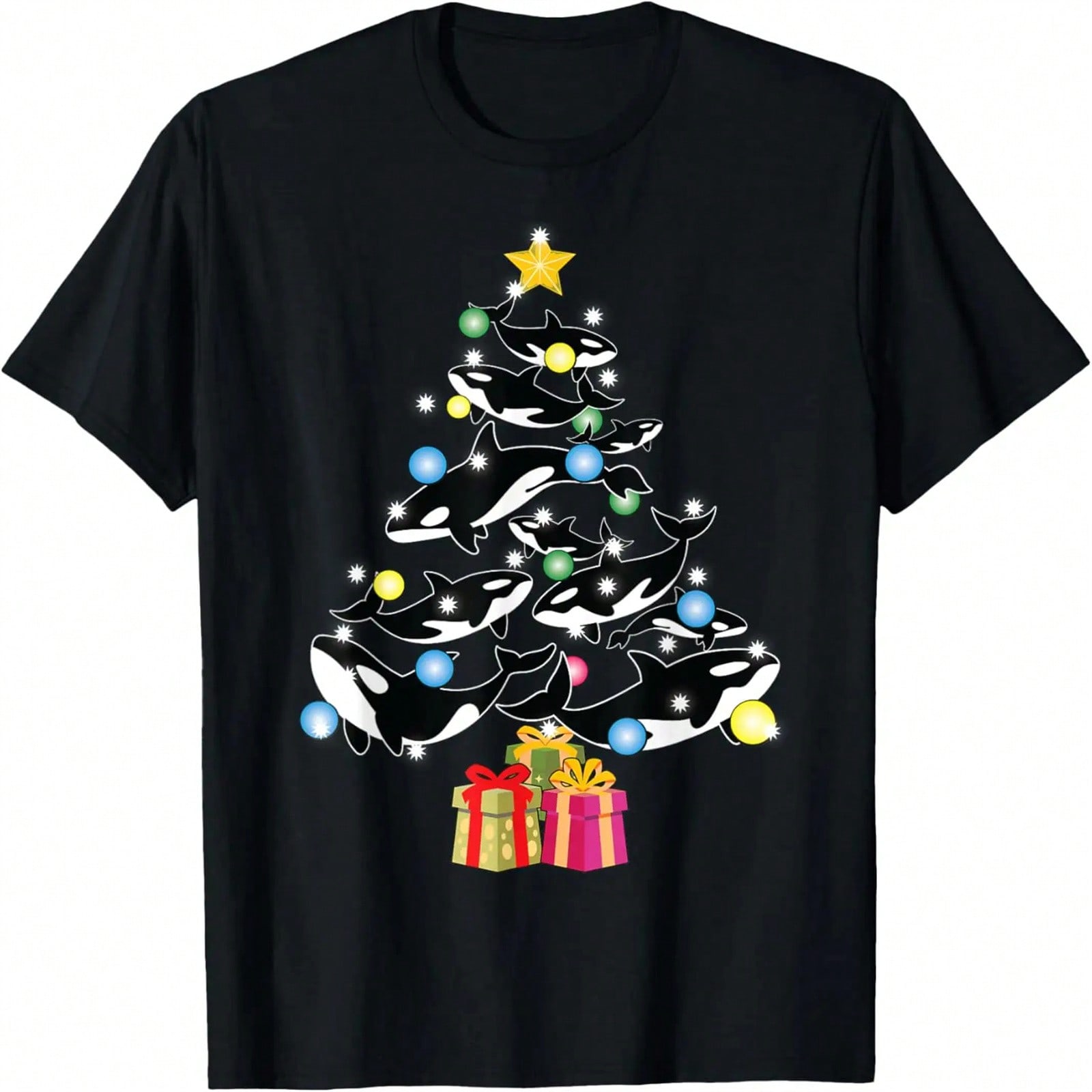 Orca Whale And Christmas Tree Orca Christmas T-Shirt S разноцветный