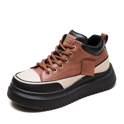 Fashion 2024 New Return Genuine Leather Women's Flat Sneakers Spring and Autumn Platform Shoes Ladies Casual Shoes Comfortable Flats