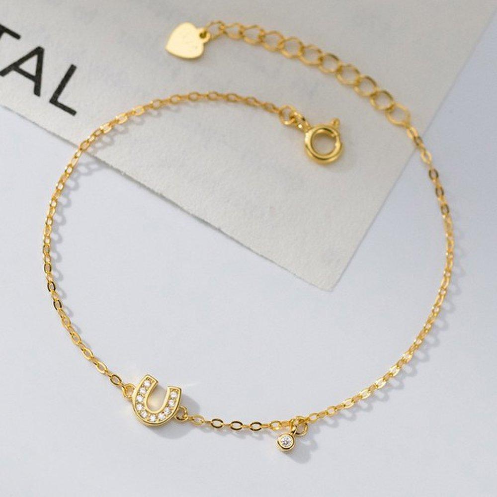 14K Silver Bling Horseshoe Lucky 925 Bracelet