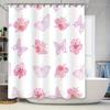 Charming Pink Floral Shower Curtain with ButterfliesPerfect Decoration for Your Bathroom 180x180cm (71'' X 71'') White Black Bot