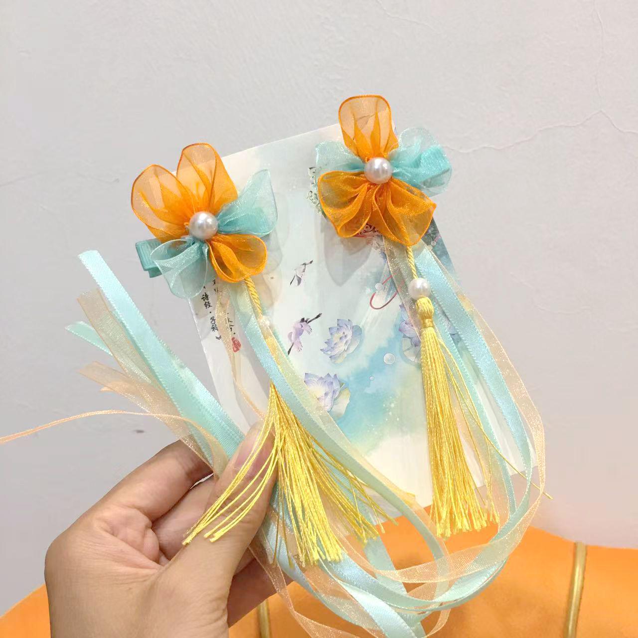 

Orange Tassel Hairpins: Ancient Chinese Style Hair Accessories for Girls