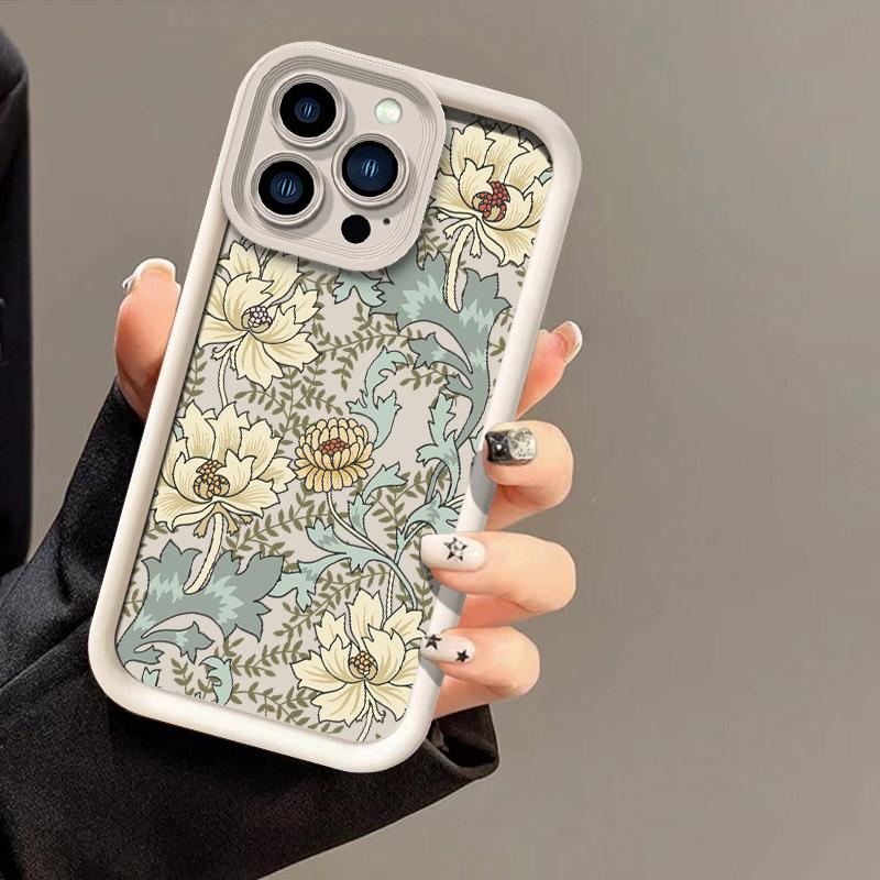 Retro William Morris Floral Print Phone Case for iPhone 17 16 15 14 13 12 11 Series Pro Max Plus Double Layer Protection
