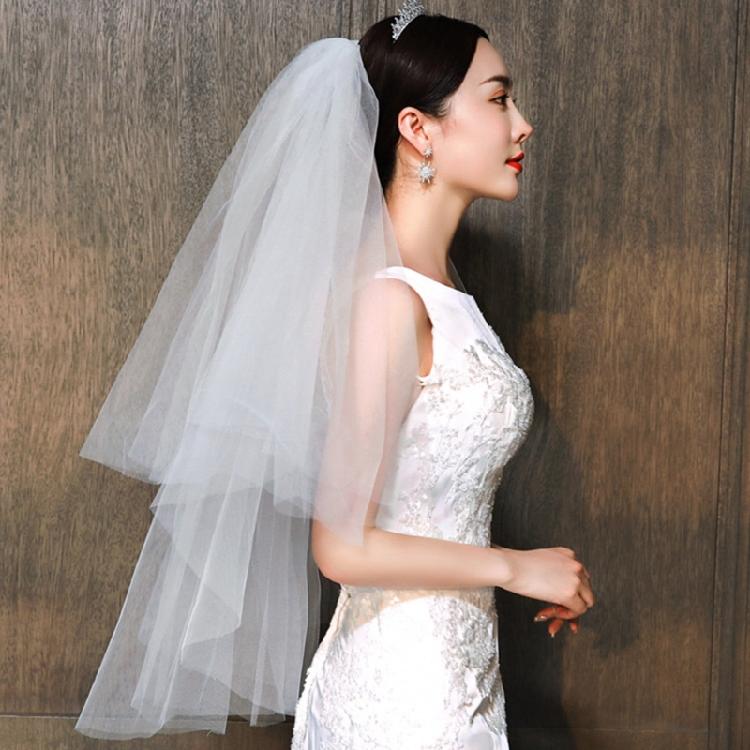 Wedding Tulle Bridal Lace Veil with Bowknot/Floral Trim Elegant Bridesmaids Veil