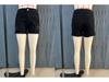 European-American Slim Fit Ripped Black Denim Shorts - Casual Low Waist Jeans