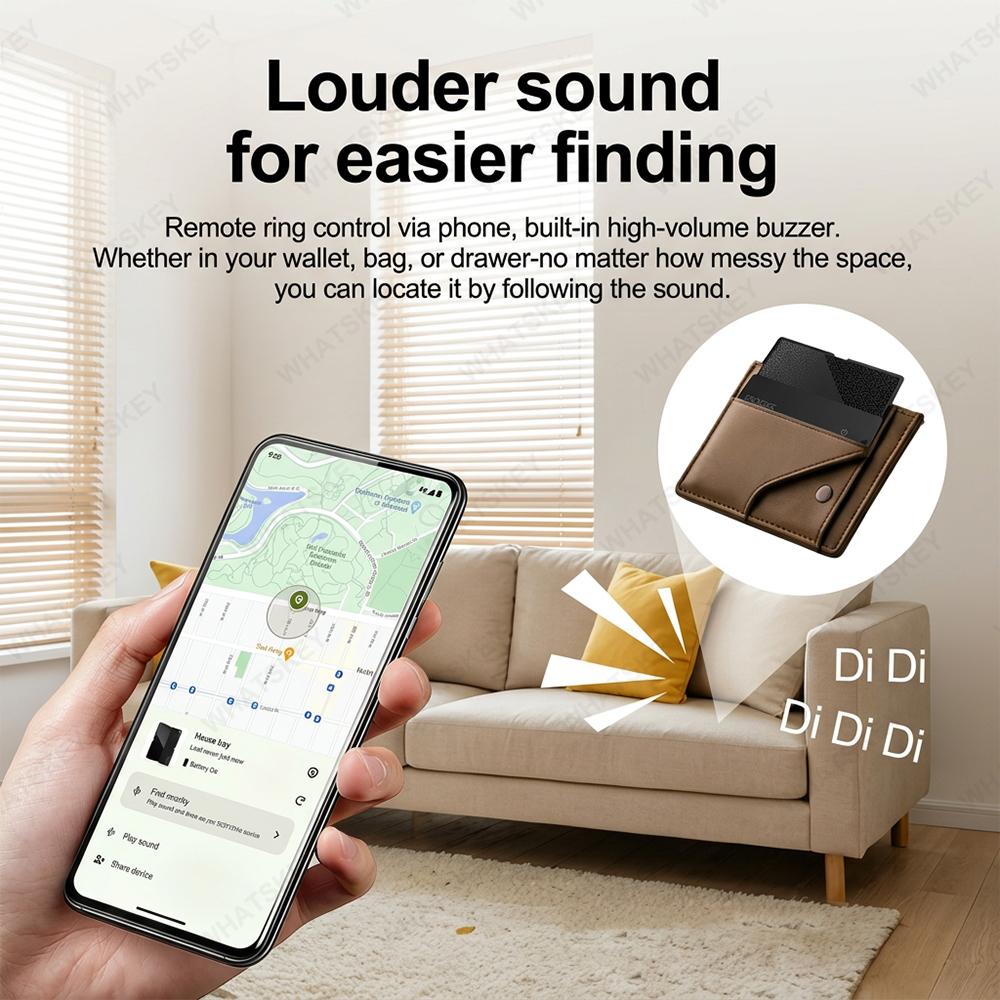 Android Wireless Charging Mini GPS Tracking Location Wallet Tracker Card Waterproof GPS Locator Works with Google Find My App Ta