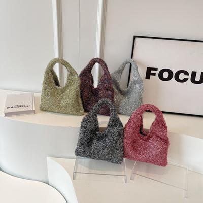 Polyester Shoulder Bags with Colored Thread for Ladies Solid Casual Bags New Fashion Trend