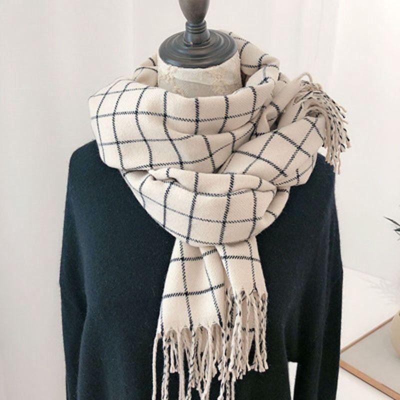 

Versatile Autumn and Winter Checkered Simple and Fresh Scarf for Men and Women Fashionable Shawl Female Scarf Student Trendy Scarf Korean Version 70*200cm