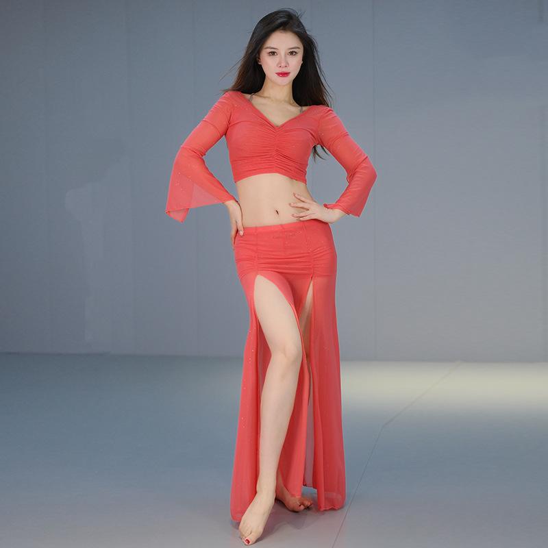 New Belly Dance Dress Set Oriental Indian Mesh Performance Outfit