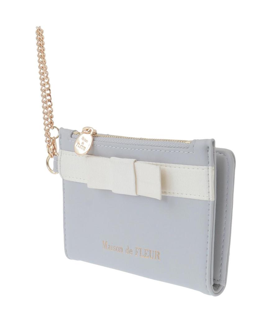 Maison de FLEUR Grosgrain Ribbon Fragment Case, Grayish Blue, F, Card CaseKey Case, 08000645700