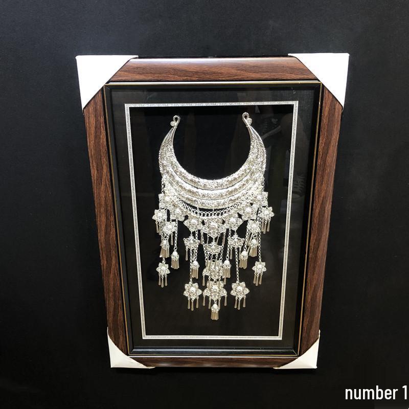 Miao Ethnic Handmade Chinese Decorative Silver Hanging Photo Frame for Living Room Other rectangular sizes—Interlocking