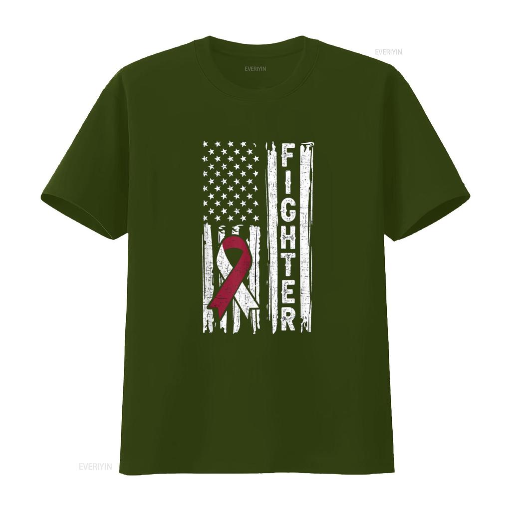 Head And Neck Cancer Patient Fighter Throat Oral Flag T Shirt vintage Washed streetwear Comfortable Soft Slightly Unisex