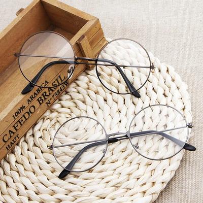 Round Plain Glasses Ultra Light Metal Decoration Transparent Eyewear Spectacle Alloy Frames Glasses Men Women
