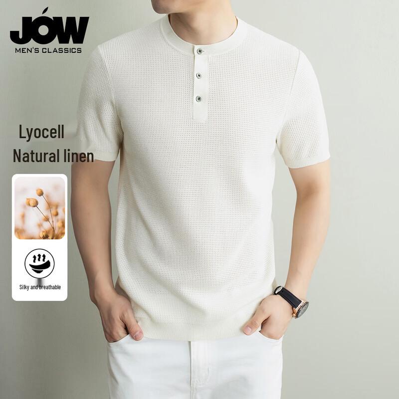 Мужская роскошная вязаная футболка-henley с вырезами JOW M