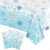 Wadada Christmas Tablecloth, Blue & White Snowflake 54"x108" Disposable Plastic Rectangular Waterproof Table Cover for Holiday Party New Arrival