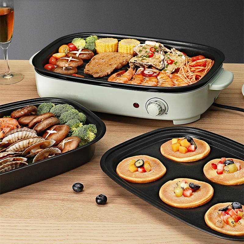 220V Electric Hot Pot Cooker Household Multifunctional Electric Hotpot Cake Baker Furnace Barbecue Grill With 3 Plates
