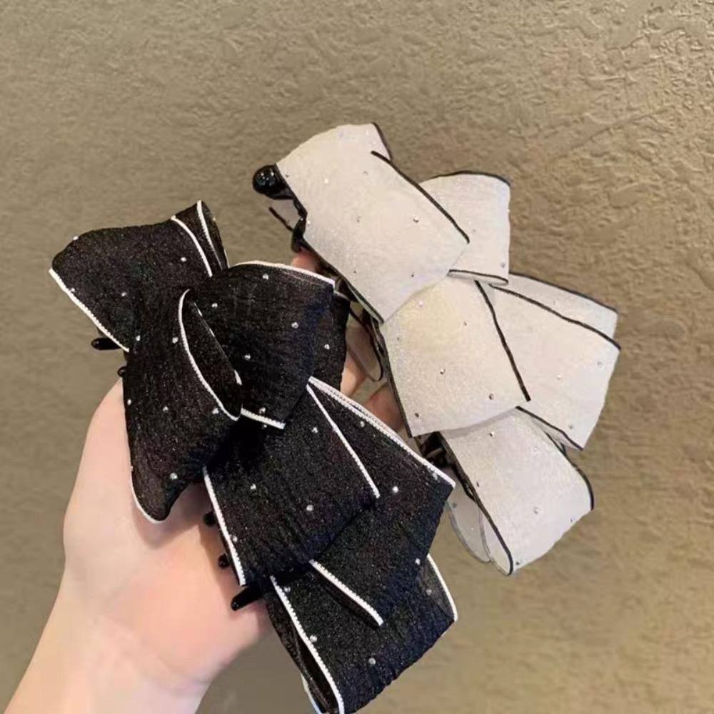 Mesh Tulle Bow Banana Clip Sweet Cute Bow Ponytail Clip Bowknot Hair Clip  Women Hair Accessories