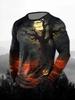 Halloween Men's T-Shirts Purple Horror Pumpkin Ghosts Forest 3D Print Autumn Long Sleeve T-Shirt Casual Tops Y2k Mens Clothing