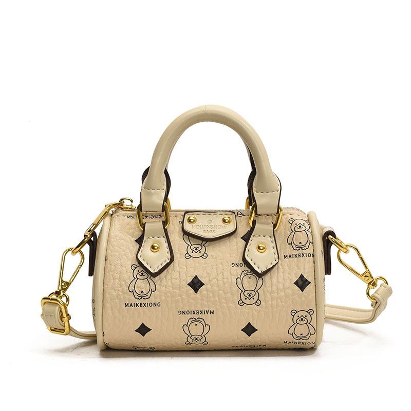 Pu Material Adorable Small Handbag For Kids Featuring Fun Letter Design Print