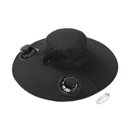 

Yousheng Solar Fan Hat with Dual Rechargeable Fans Design Wear-Resistant Sun Protection Hat for Outdoor Cooling Cap чорний