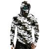 Men’s Long Sleeve Hooded Shirt with Face Cover Leaf Print Lightweight Breathable Quick Dry Athletic Top for Outdoor Sports Fishing Running Hiking