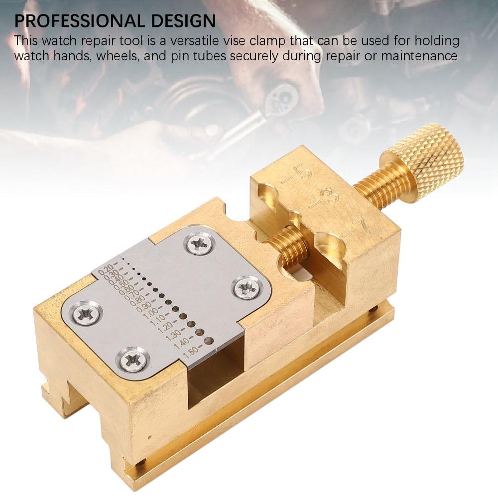 Copper Construction Watch Repair Vise Clamp Compact Holder Home Tool Wheel Holder Tool 0.2-1.5mm Hole Diameter Gold Color