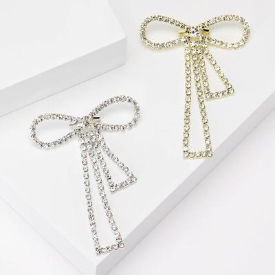 Korean Fashion Diamond-Encrusted Bow Brooch, Simple And High-End Women'S Clothing Accessories Corsage Pin