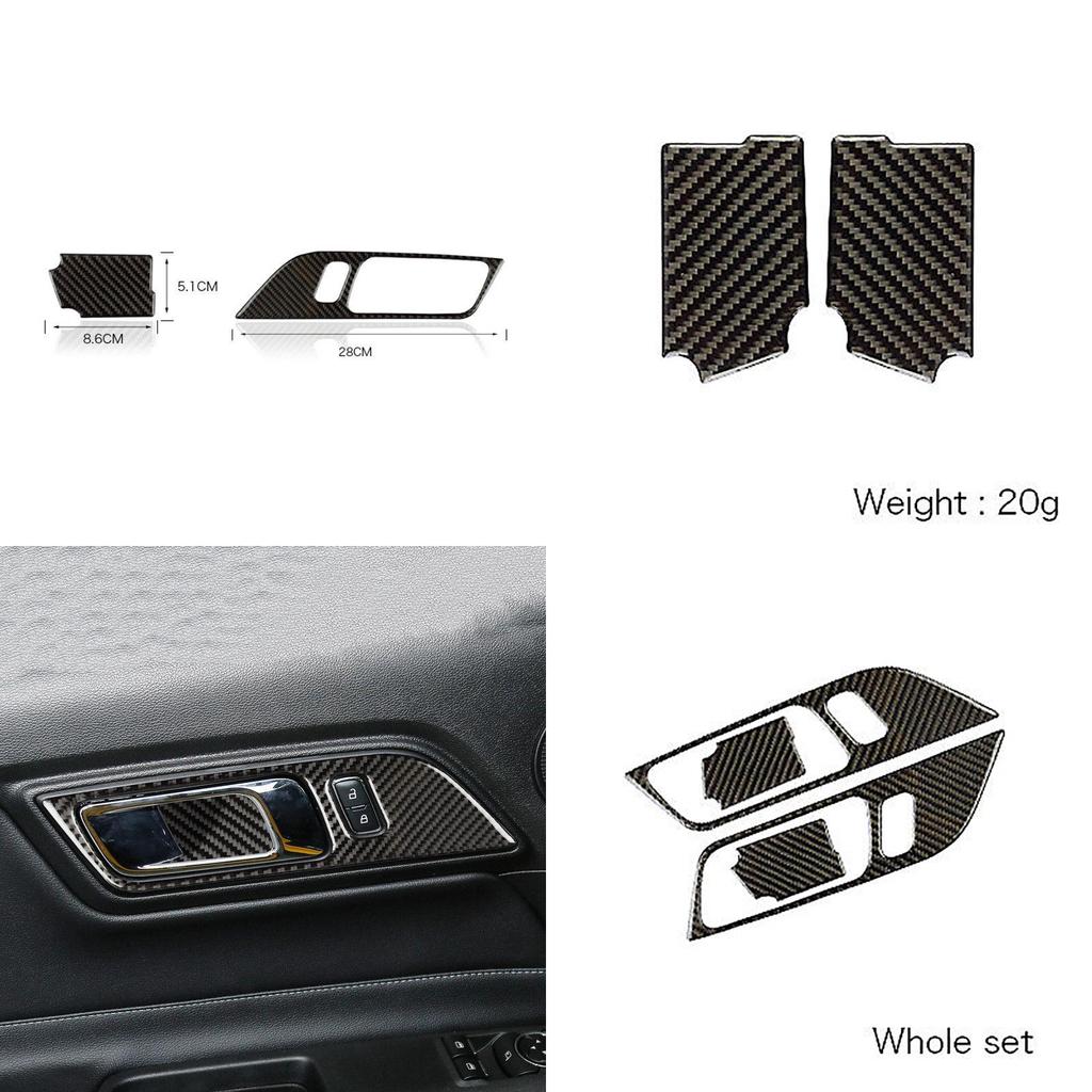 Premium Carbon Fiber Inner Door Handles Bowl Trim Cover Decal For Ford Mustang 2015-2017