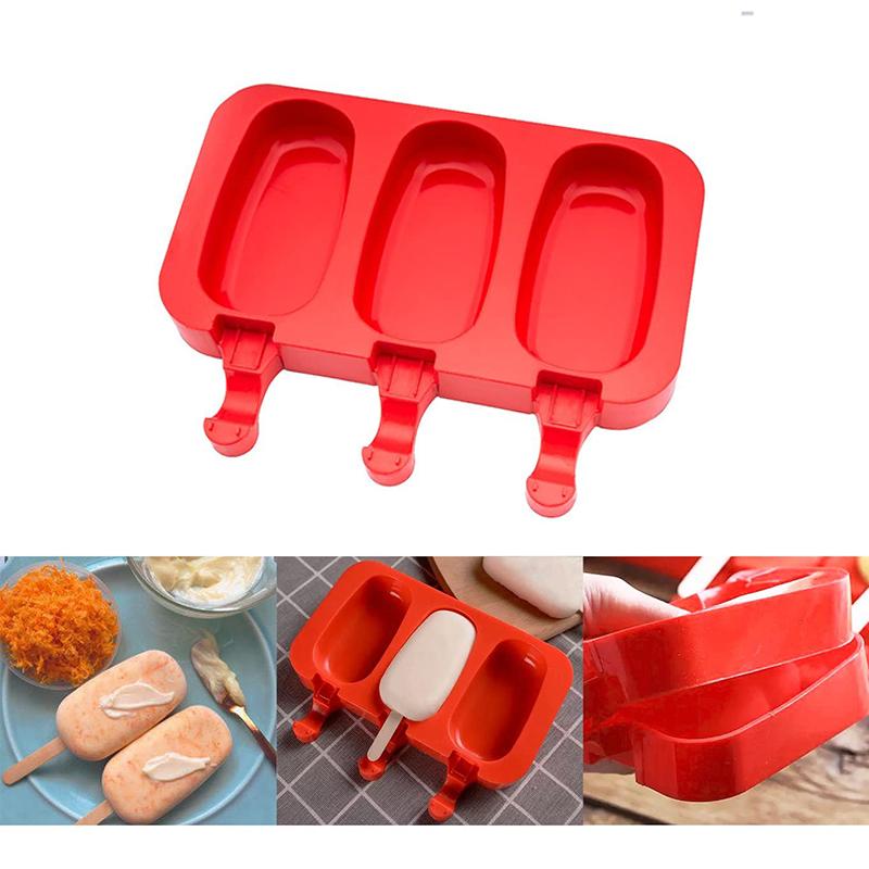 Silicone Ice Cream Mold with 20 Sticks DIY Chocolate Dessert Popsicle Moulds Tray Ice Cube Maker Summer Homemade Party Supplies