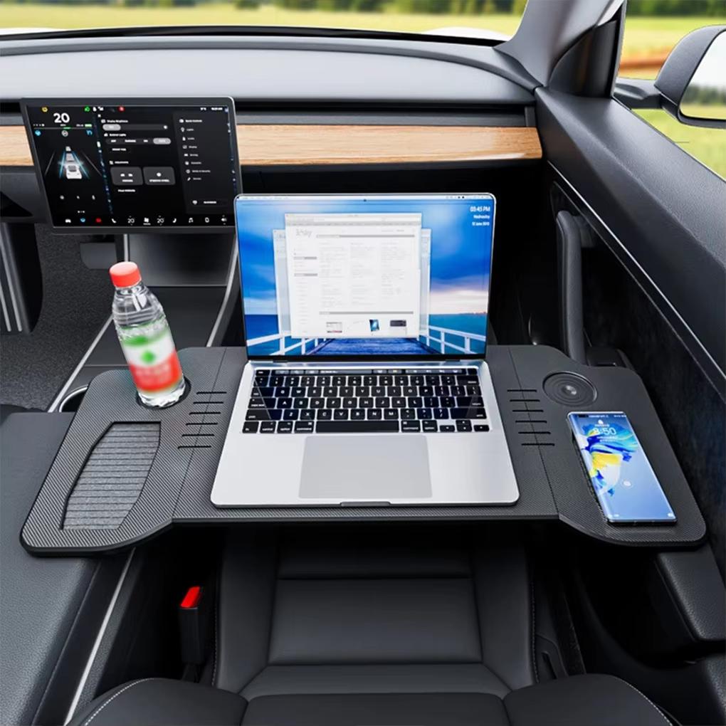 For Tesla Model 3/Y Front Seat Tri-Fold Folding Tray Table Multifunctional Car Laptop Desk Portable Work Station