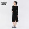Women's Knitted Pleated Long Sleeve T-Shirt Dress