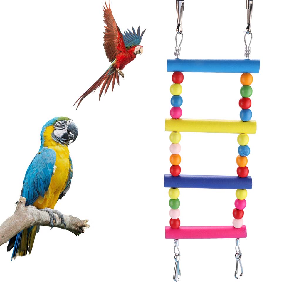 2 Stück Vogel hängender Holzblock Aktivität Klettern Kauen Schaukelständer Käfig Wandspielzeug für Papagei