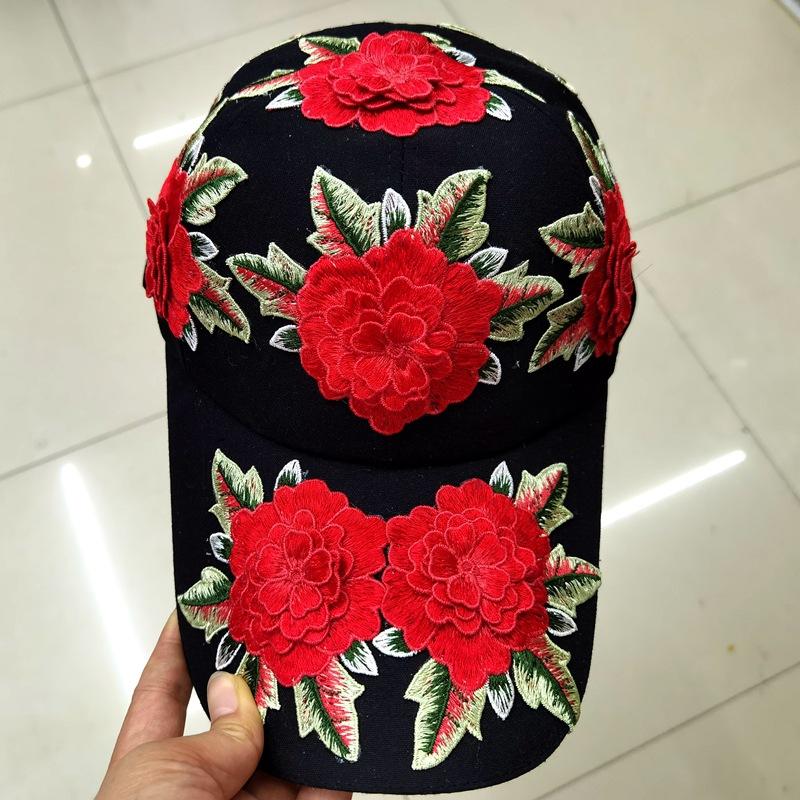 

Шикарный национальный стиль дизайна с цветочной вышивкой Леди Бейсболка Женская шляпа для отдыха head size 57cm
