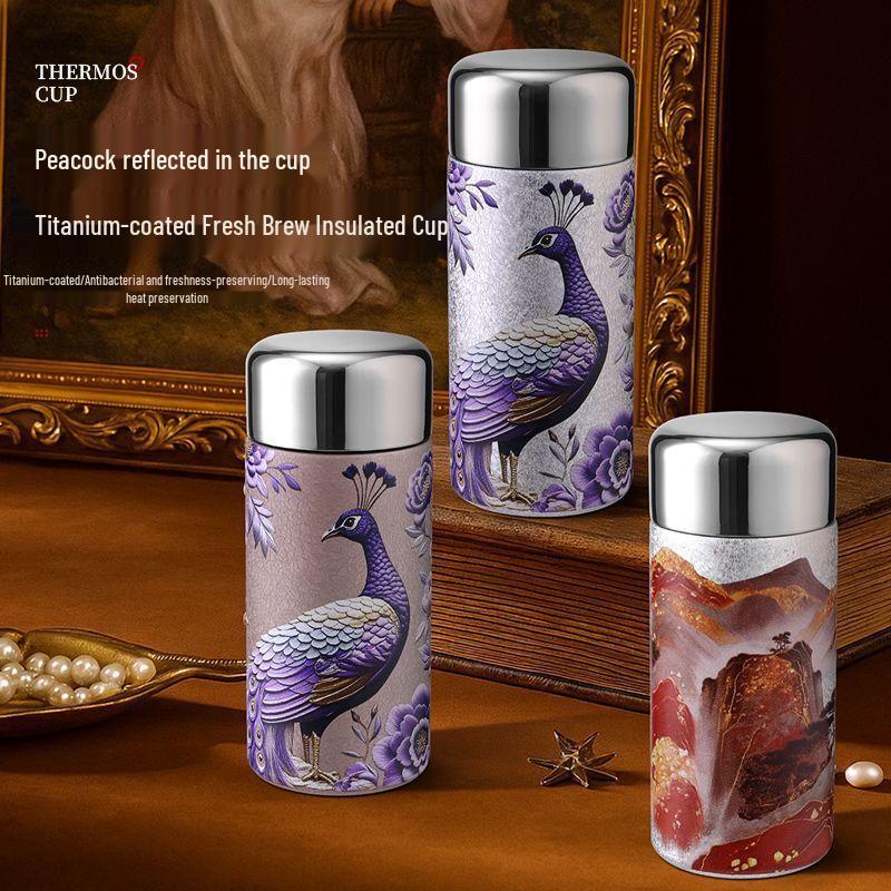 Xiao Yue Ya Chinese Style Portable Titanium Coated Thermos