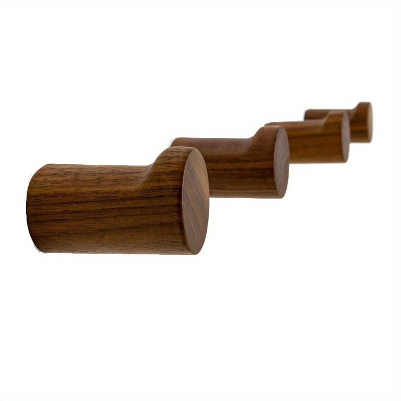 1Pc Walnut Wooden Wall Hooks Non-slip Hook For Coats Bags Hats Key Hanger With Screws Kitchen Bathroom Decor Organizer Hooks