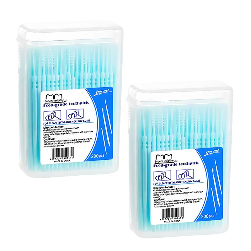 Interdental Brush Portable Travel Kit 200/400PCS disposable Mini Dental Picks Metal Wire Core Cleaner for Braces & Teeth Gaps