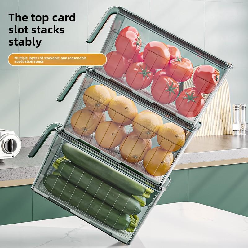 Refrigerator Sealing Belt Cover Plate with Handle Food Grade Stackable Fruit and Vegetable Preservation Box