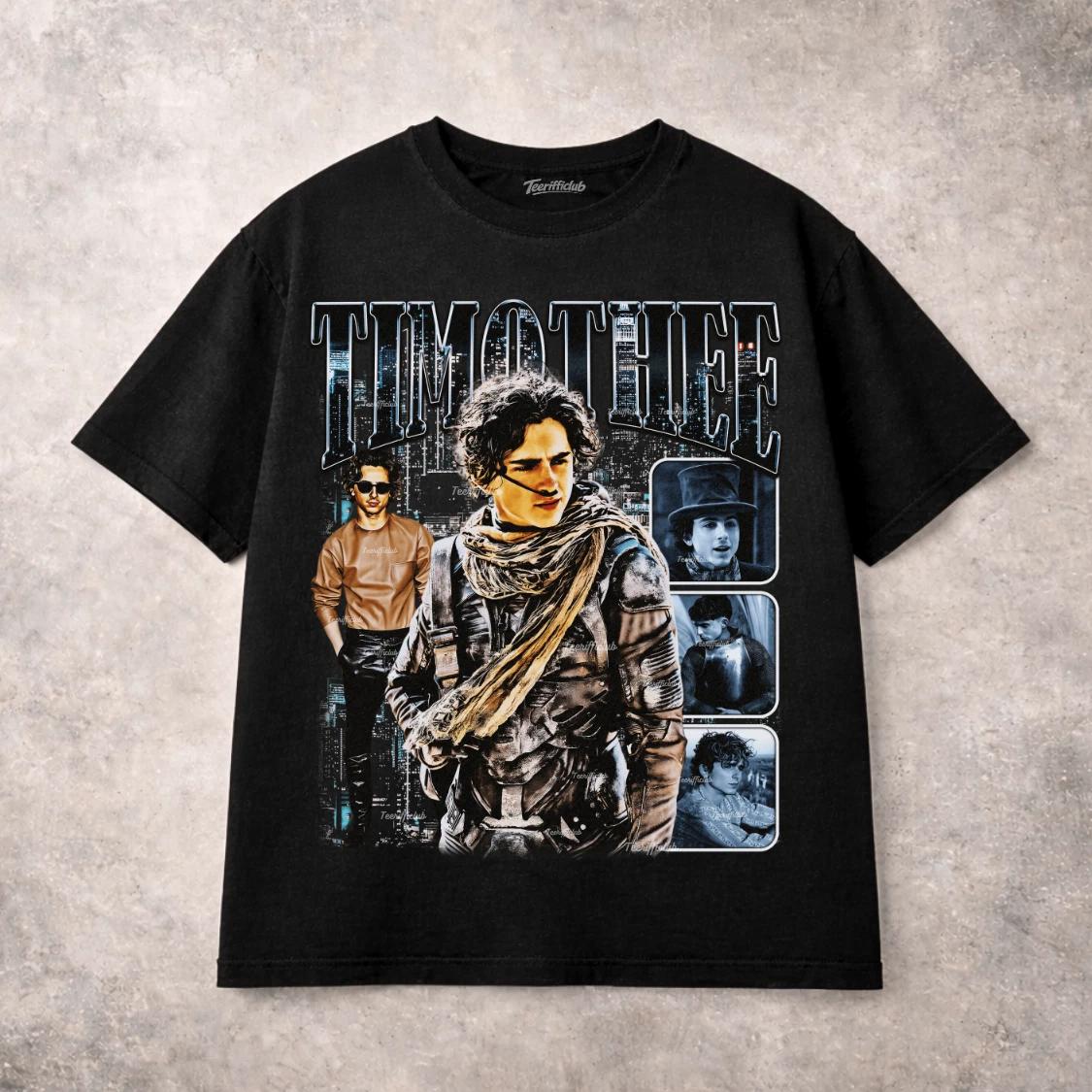 

Timothee Chalamet T Shirt Dune Actor Movie Star Graphic Film Fan Tee XL
